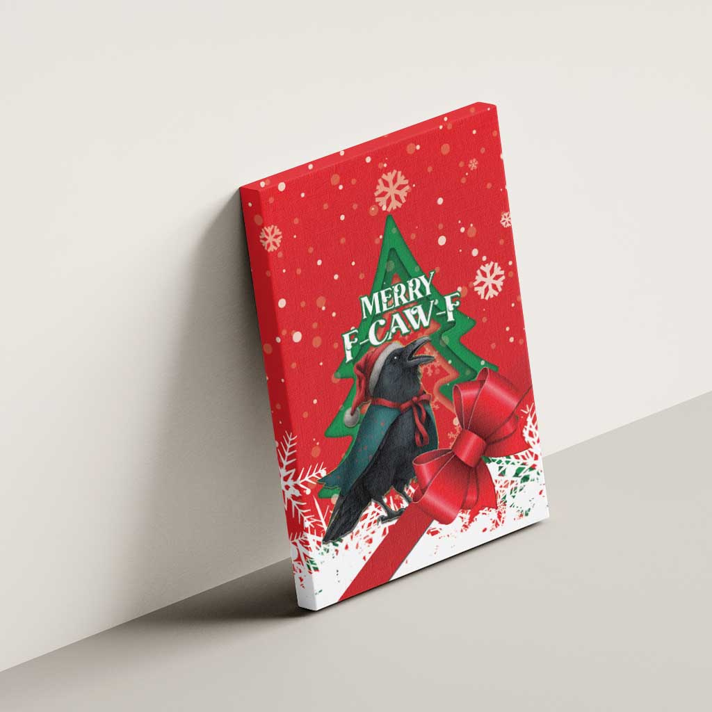 Funny Christmas Raven Canvas Wall Art Merry F Caw F - Wonder Print Shop