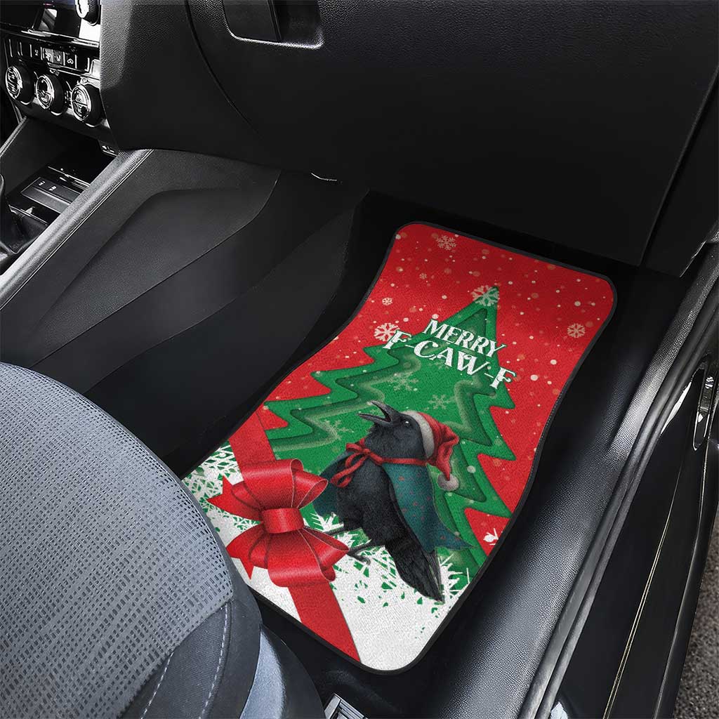 Funny Christmas Raven Car Mats Merry F Caw F - Wonder Print Shop