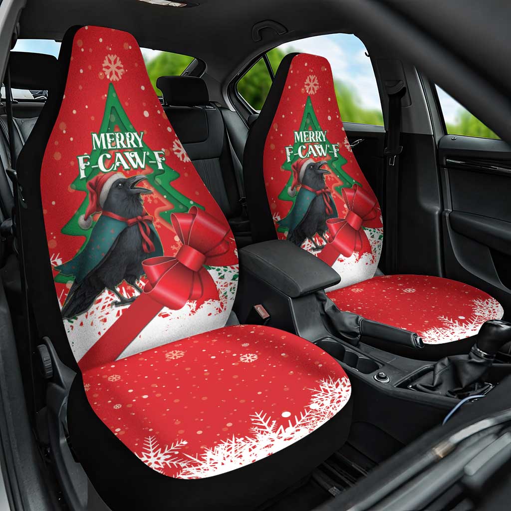 Funny Christmas Raven Car Seat Cover Merry F Caw F - Wonder Print Shop