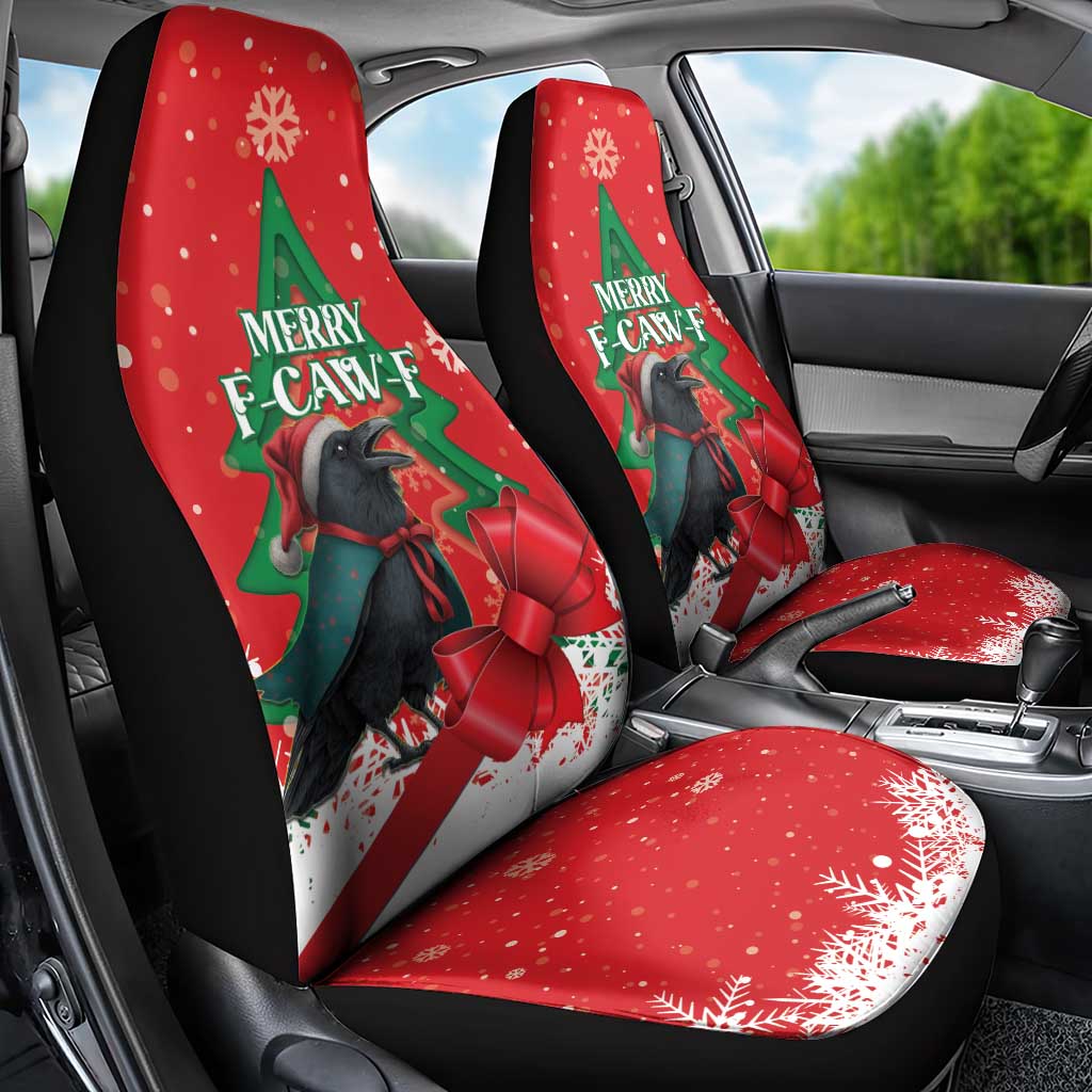 Funny Christmas Raven Car Seat Cover Merry F Caw F - Wonder Print Shop