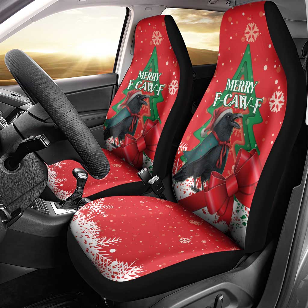 Funny Christmas Raven Car Seat Cover Merry F Caw F - Wonder Print Shop