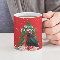 Funny Christmas Raven Ceramic Mug Merry F Caw F - Wonder Print Shop