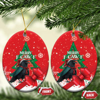 Funny Christmas Raven Ceramic Ornament Merry F Caw F - Wonder Print Shop