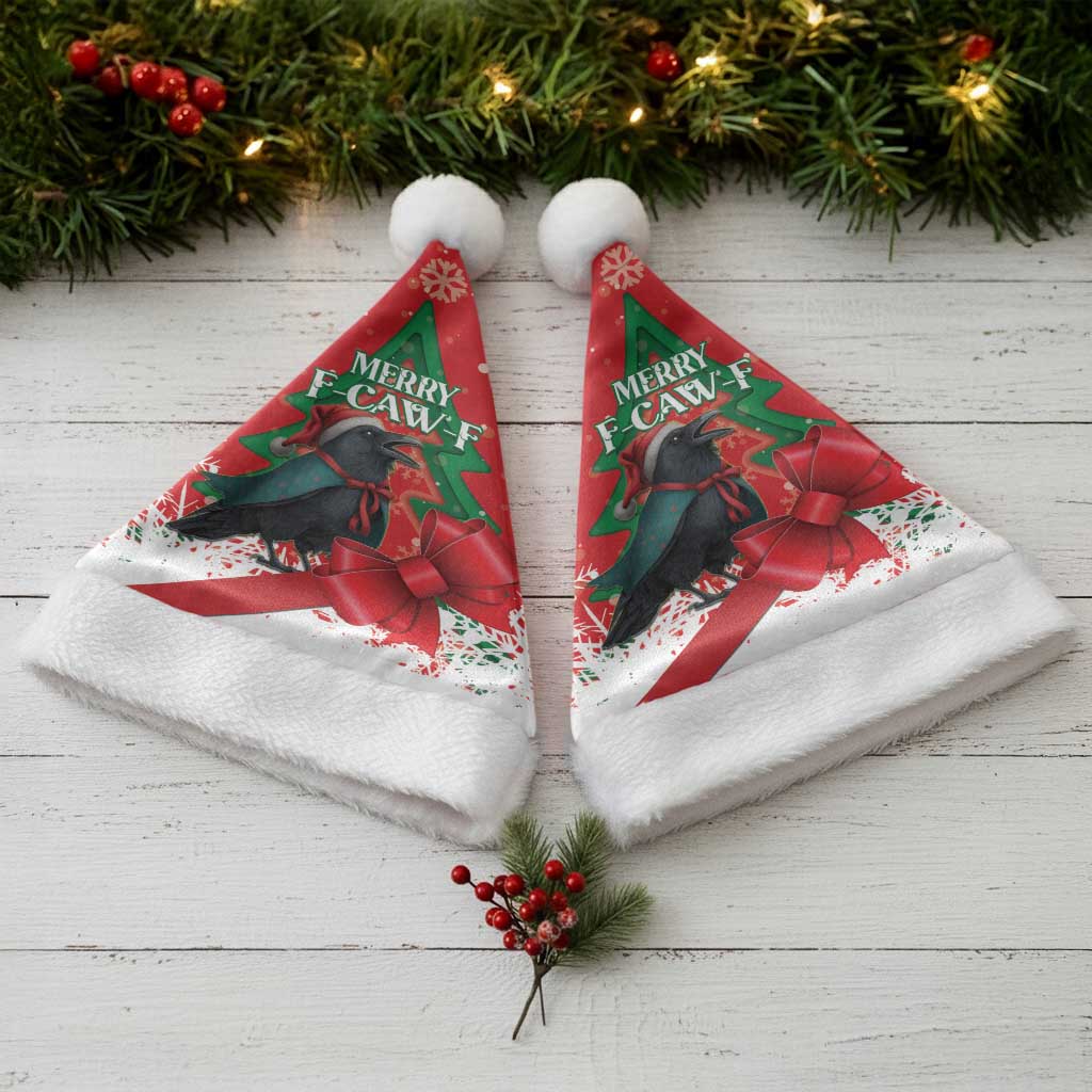 Funny Christmas Raven Christmas Santa Hat Merry F Caw F - Wonder Print Shop