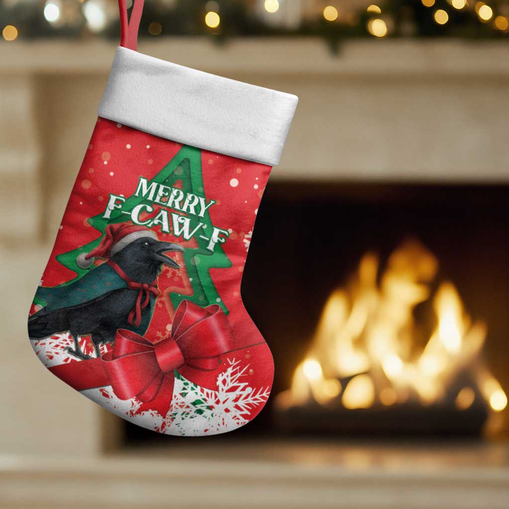 Funny Christmas Raven Christmas Stocking Merry F Caw F - Wonder Print Shop