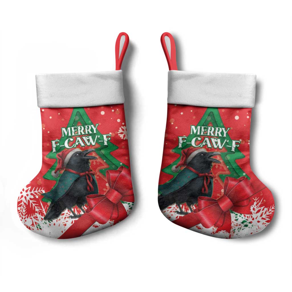 Funny Christmas Raven Christmas Stocking Merry F Caw F - Wonder Print Shop