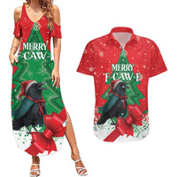 Funny Christmas Raven Couples Matching Summer Maxi Dress and Hawaiian Shirt Merry F Caw F - Wonder Print Shop