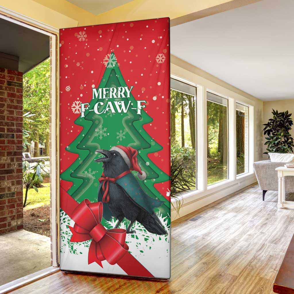 Funny Christmas Raven Door Cover Merry F Caw F - Wonder Print Shop