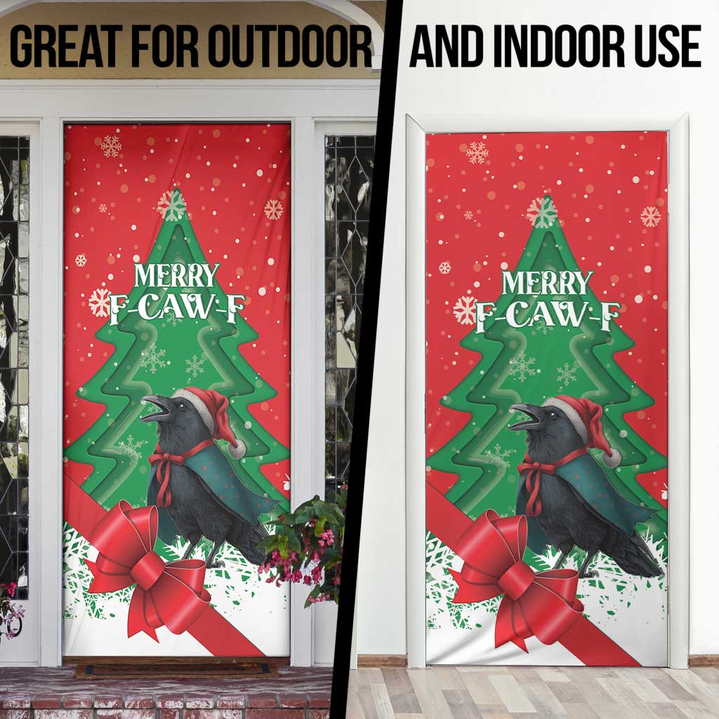 Funny Christmas Raven Door Cover Merry F Caw F - Wonder Print Shop