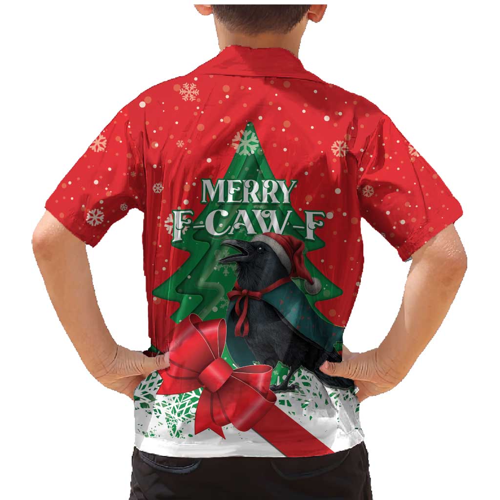 Funny Christmas Raven Family Matching Mermaid Dress and Hawaiian Shirt Merry F Caw F - Wonder Print Shop