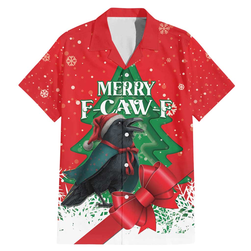 Funny Christmas Raven Family Matching Mermaid Dress and Hawaiian Shirt Merry F Caw F - Wonder Print Shop