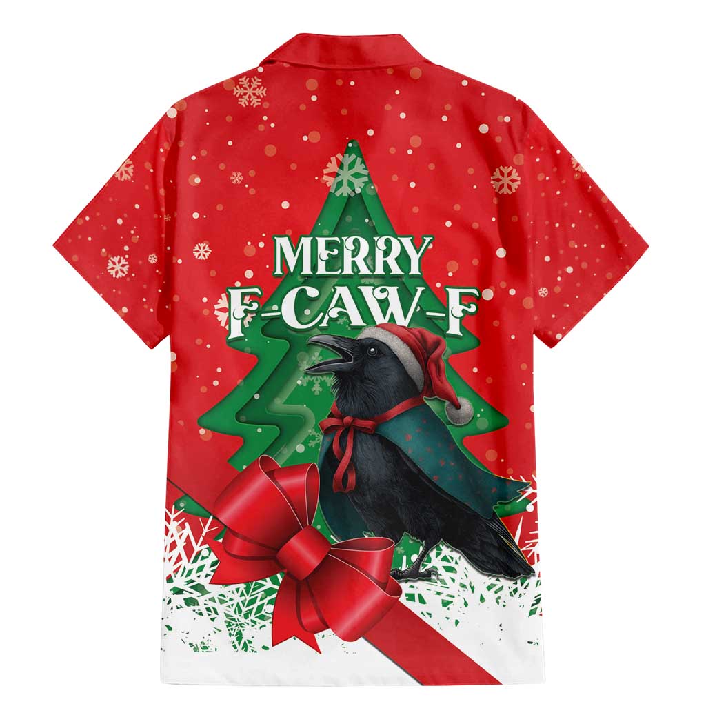 Funny Christmas Raven Family Matching Mermaid Dress and Hawaiian Shirt Merry F Caw F - Wonder Print Shop