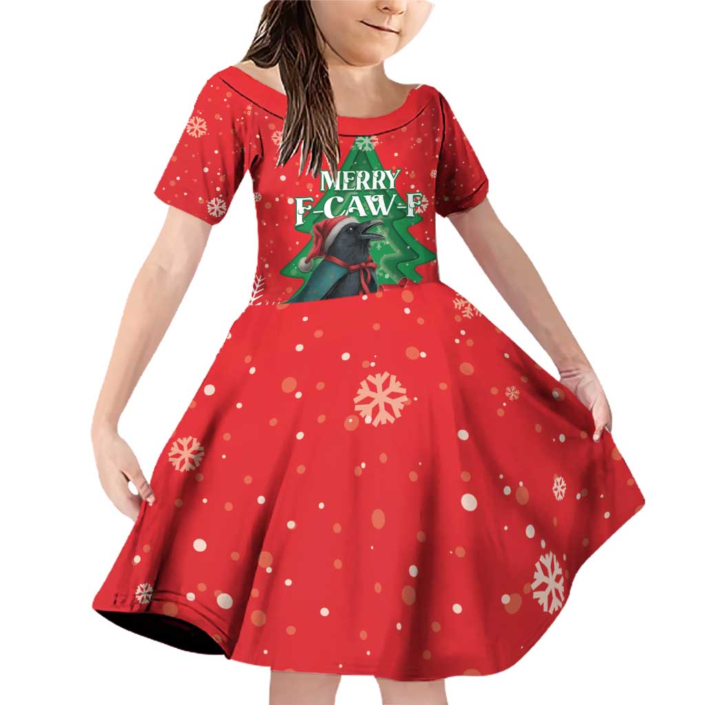 Funny Christmas Raven Family Matching Off Shoulder Short Dress and Hawaiian Shirt Merry F Caw F - Wonder Print Shop