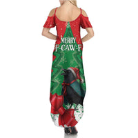 Funny Christmas Raven Family Matching Summer Maxi Dress and Hawaiian Shirt Merry F Caw F - Wonder Print Shop