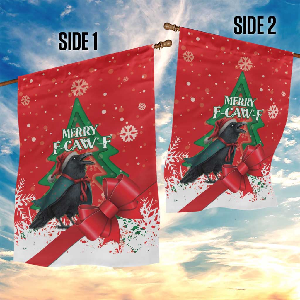 Funny Christmas Raven Garden Flag Merry F Caw F - Wonder Print Shop