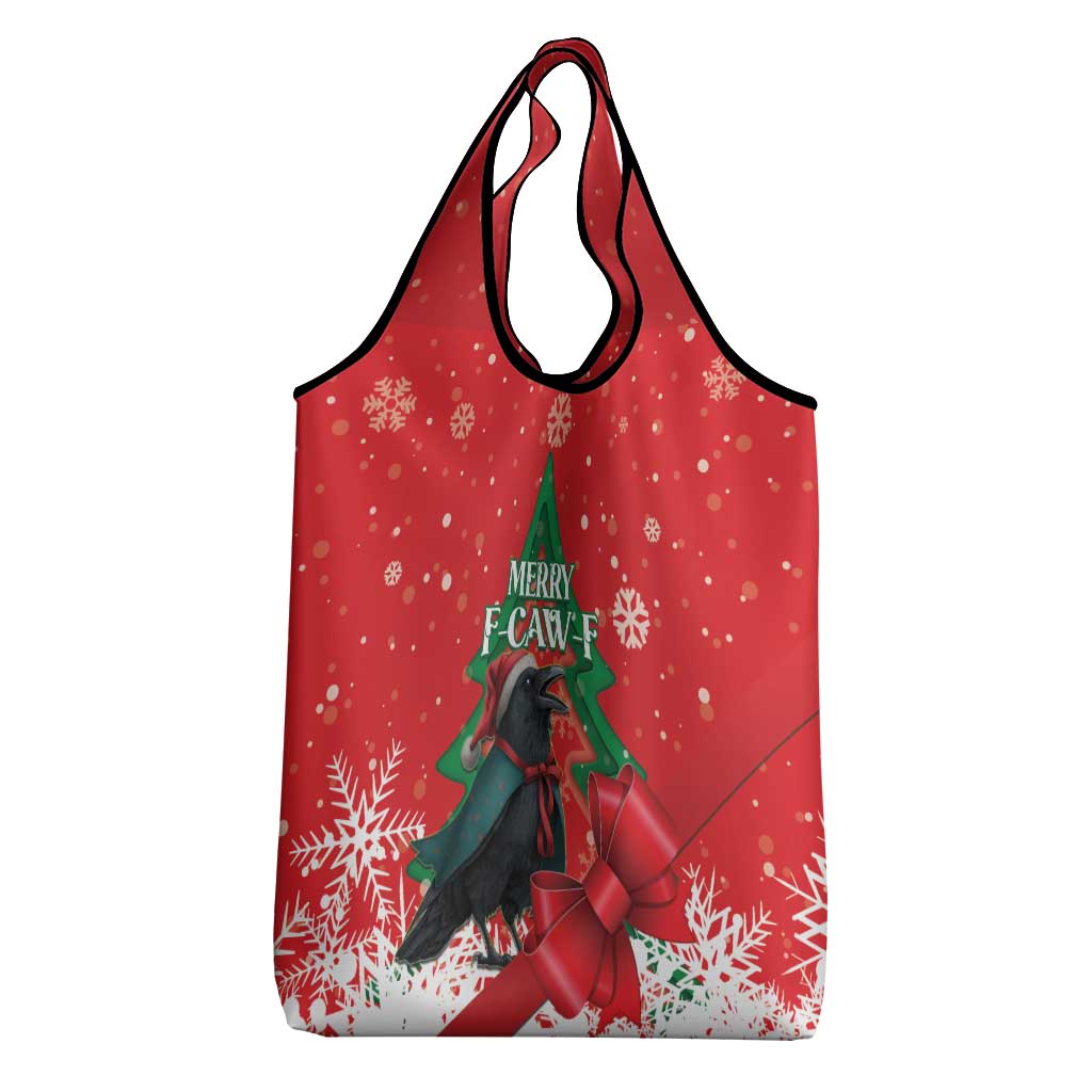 Funny Christmas Raven Grocery Bag Merry F Caw F - Wonder Print Shop