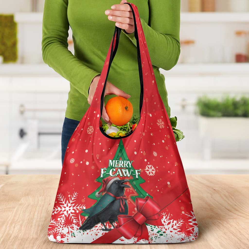 Funny Christmas Raven Grocery Bag Merry F Caw F - Wonder Print Shop