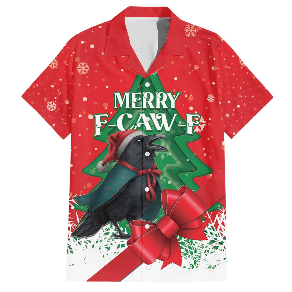 Funny Christmas Raven Hawaiian Shirt Merry F Caw F - Wonder Print Shop