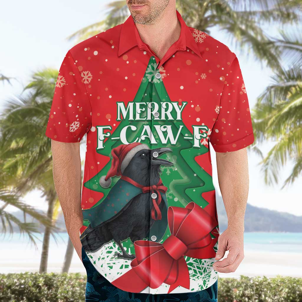 Funny Christmas Raven Hawaiian Shirt Merry F Caw F - Wonder Print Shop