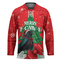 Funny Christmas Raven Hockey Jersey Merry F Caw F - Wonder Print Shop