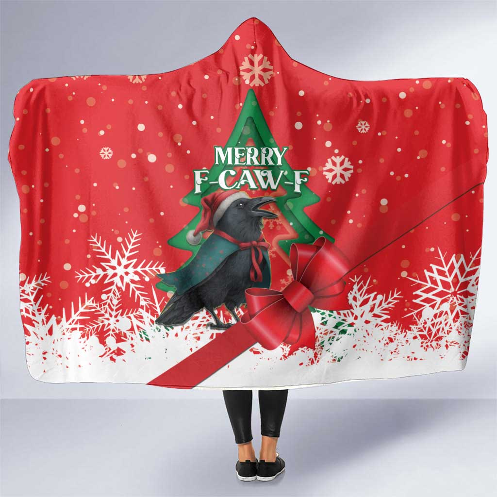 Funny Christmas Raven Hooded Blanket Merry F Caw F - Wonder Print Shop