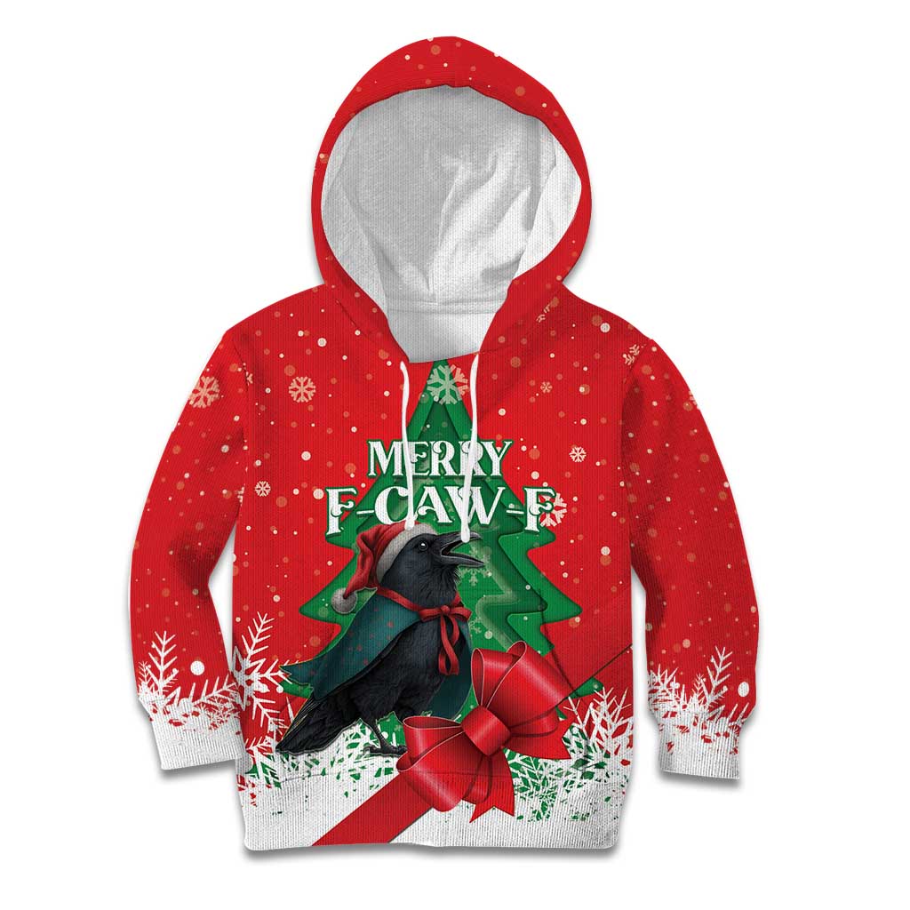 Funny Christmas Raven Kid Hoodie Merry F Caw F - Wonder Print Shop
