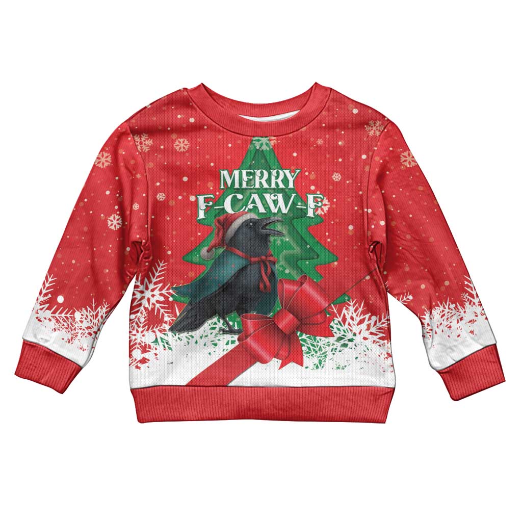 Funny Christmas Raven Kid Ugly Christmas Sweater Merry F Caw F - Wonder Print Shop