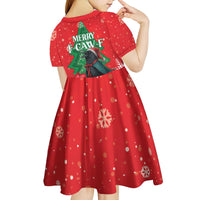 Funny Christmas Raven Kid Short Sleeve Dress Merry F Caw F - Wonder Print Shop