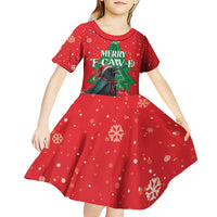 Funny Christmas Raven Kid Short Sleeve Dress Merry F Caw F - Wonder Print Shop