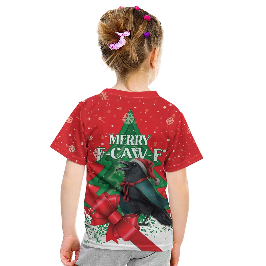 Funny Christmas Raven Kid T Shirt Merry F Caw F - Wonder Print Shop
