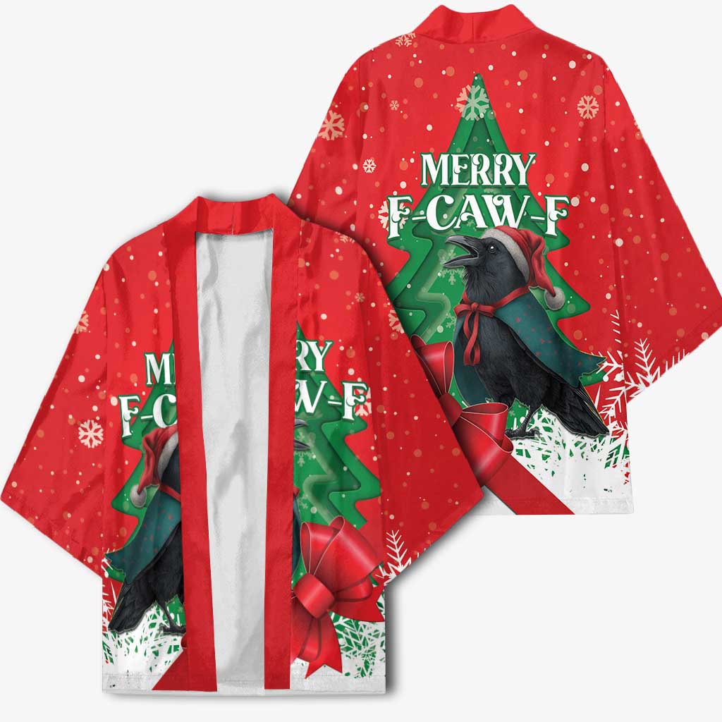 Funny Christmas Raven Kimono Merry F Caw F - Wonder Print Shop
