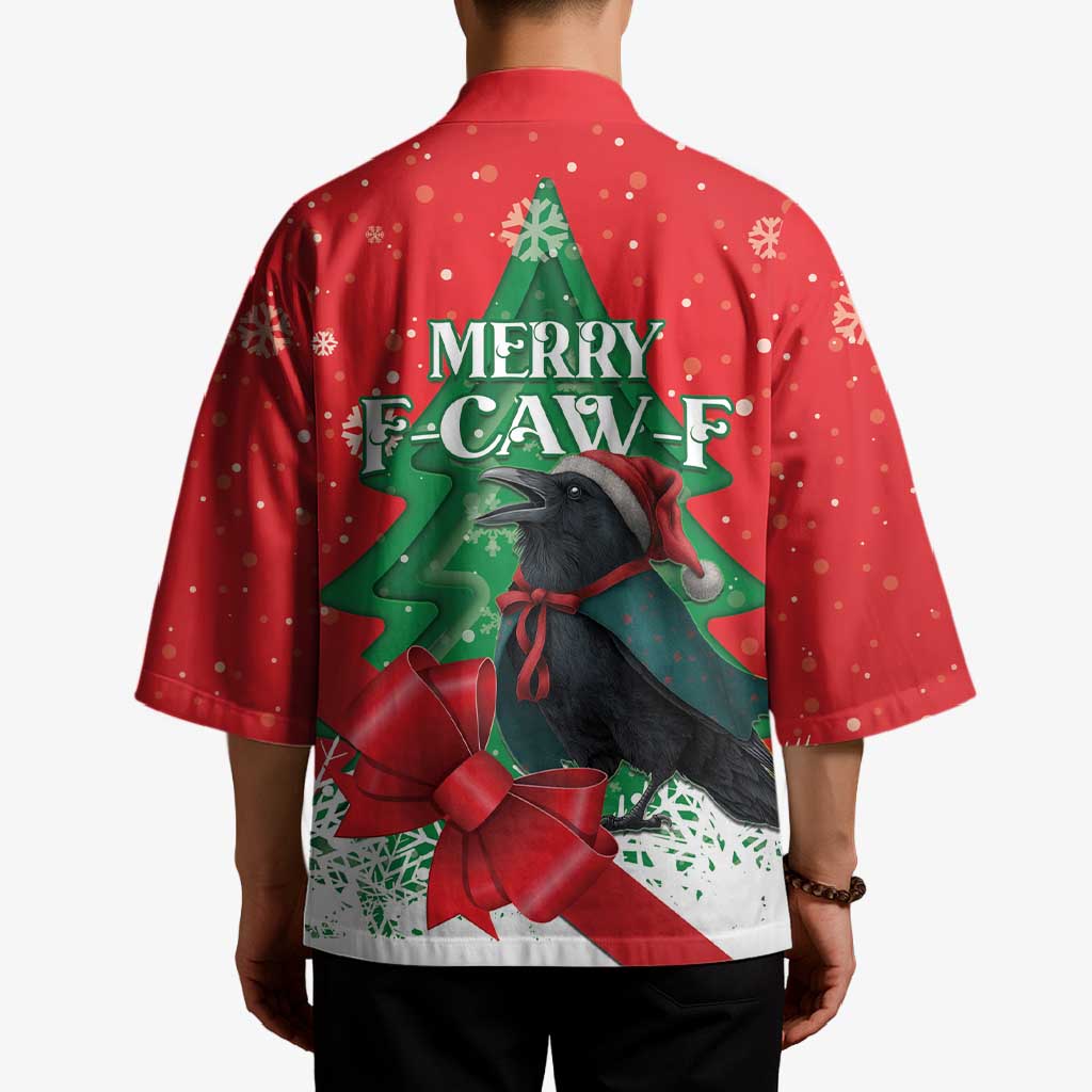 Funny Christmas Raven Kimono Merry F Caw F - Wonder Print Shop