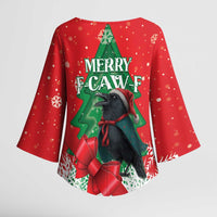 Funny Christmas Raven Kimono Sleeve Blouse Merry F Caw F - Wonder Print Shop