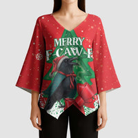 Funny Christmas Raven Kimono Sleeve Blouse Merry F Caw F - Wonder Print Shop