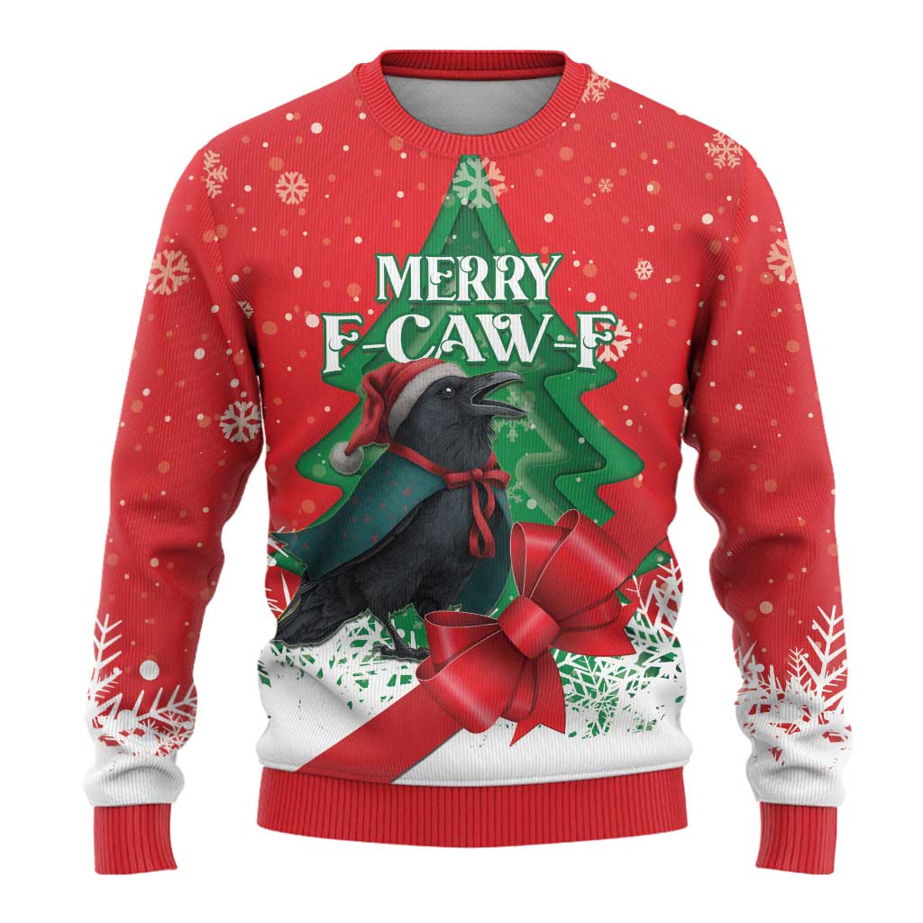 Funny Christmas Raven Ugly Christmas Sweater Merry F Caw F - Wonder Print Shop