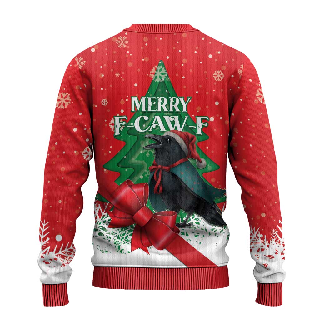 Funny Christmas Raven Ugly Christmas Sweater Merry F Caw F - Wonder Print Shop