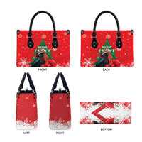 Funny Christmas Raven Leather Bag Merry F Caw F - Wonder Print Shop