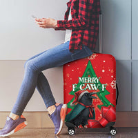 Funny Christmas Raven Luggage Cover Merry F Caw F - Wonder Print Shop