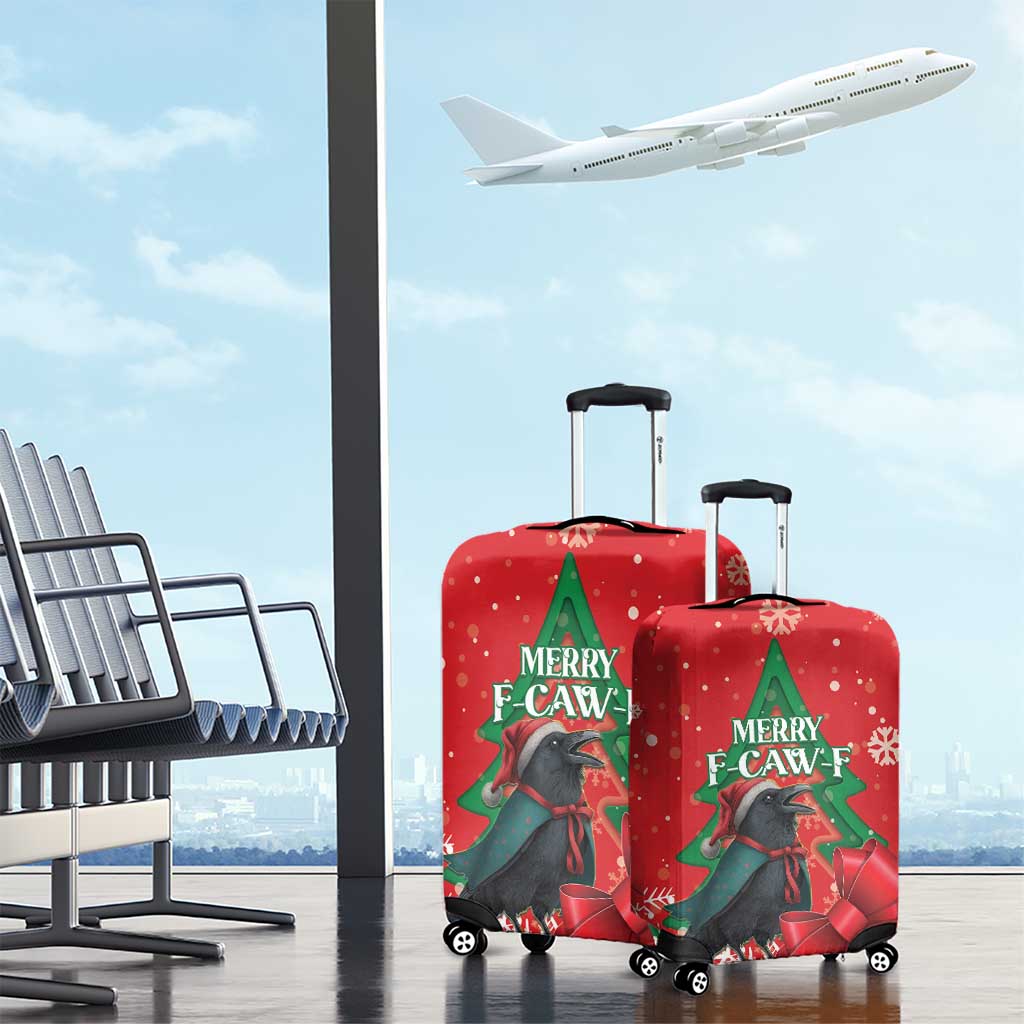 Funny Christmas Raven Luggage Cover Merry F Caw F - Wonder Print Shop