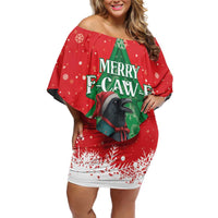 Funny Christmas Raven Off Shoulder Short Dress Merry F Caw F - Wonder Print Shop