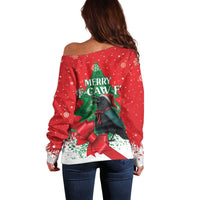 Funny Christmas Raven Off Shoulder Sweater Merry F Caw F - Wonder Print Shop