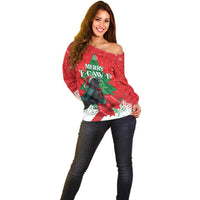 Funny Christmas Raven Off Shoulder Sweater Merry F Caw F - Wonder Print Shop