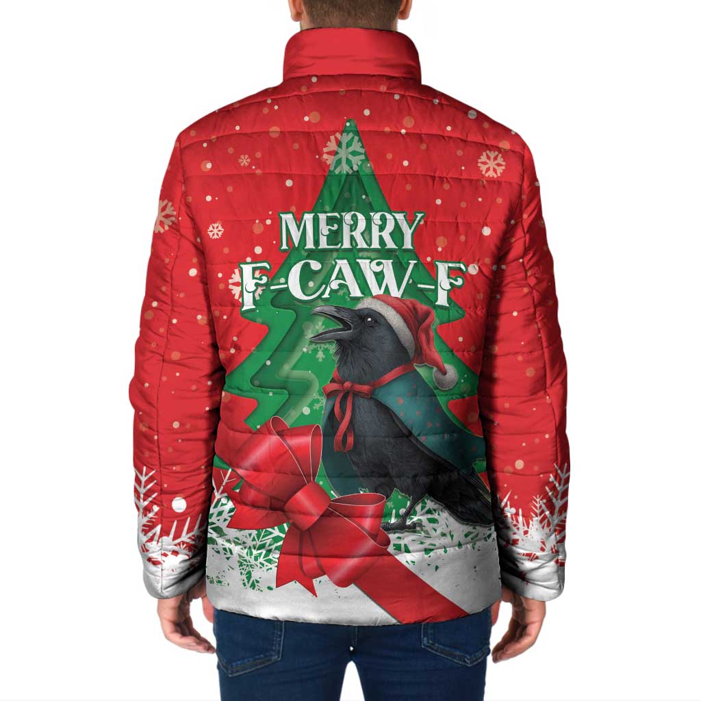 Funny Christmas Raven Padded Jacket Merry F Caw F - Wonder Print Shop