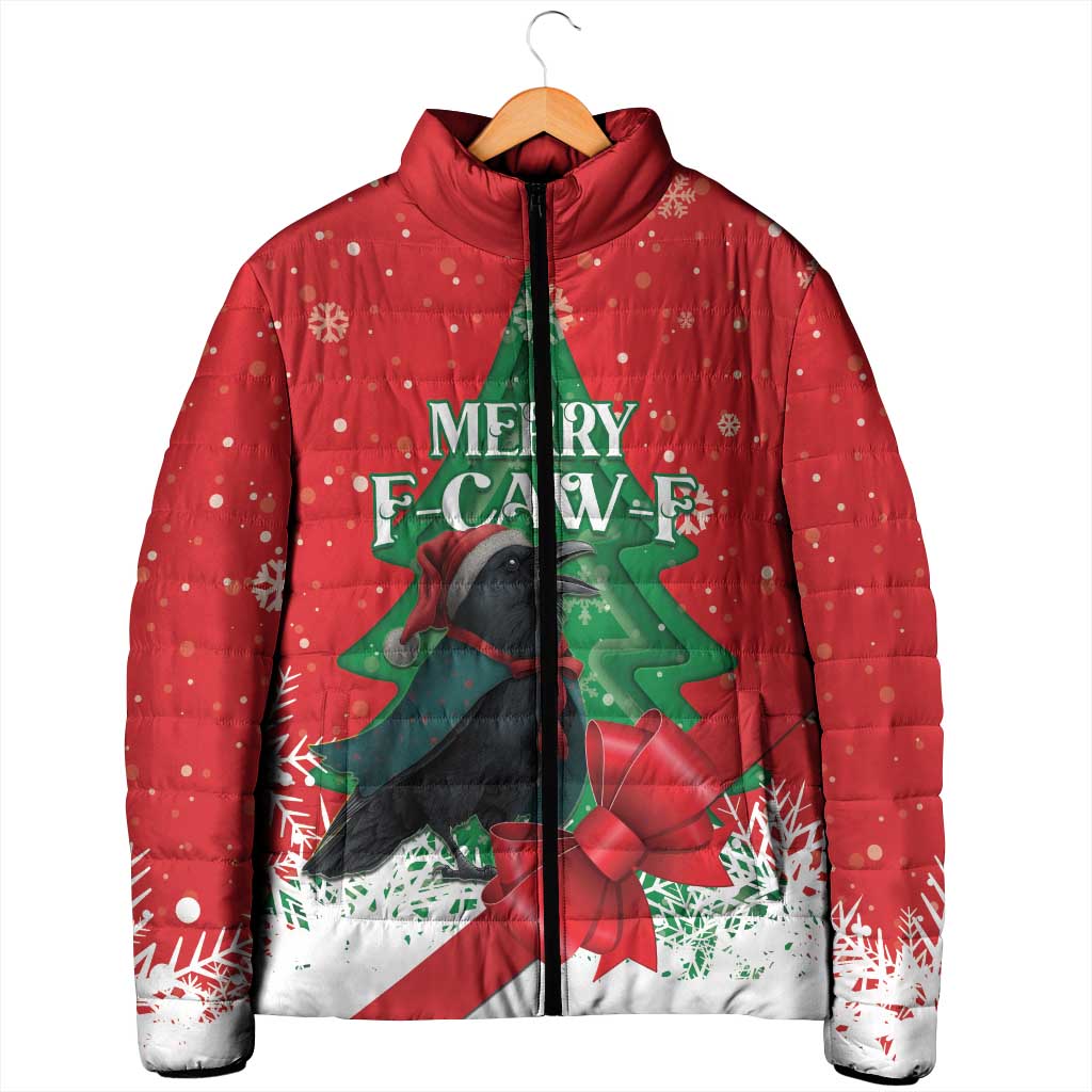 Funny Christmas Raven Padded Jacket Merry F Caw F - Wonder Print Shop