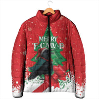 Funny Christmas Raven Padded Jacket Merry F Caw F - Wonder Print Shop