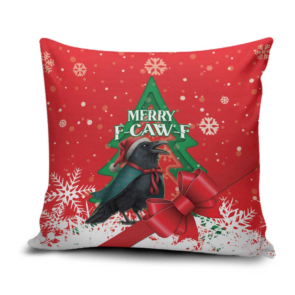 Funny Christmas Raven Pillow Cover Merry F Caw F - Wonder Print Shop