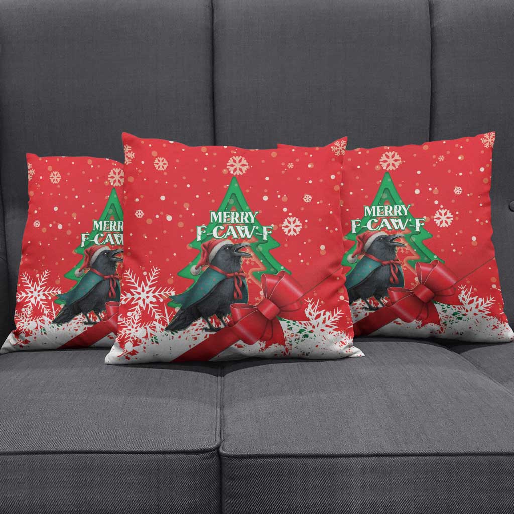 Funny Christmas Raven Pillow Cover Merry F Caw F - Wonder Print Shop