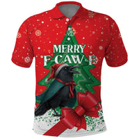 Funny Christmas Raven Polo Shirt Merry F Caw F - Wonder Print Shop