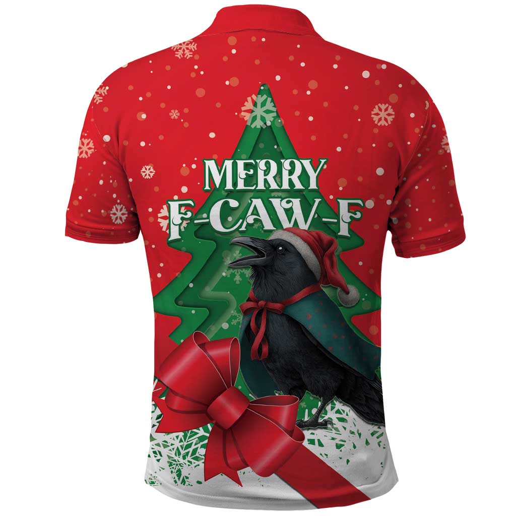 Funny Christmas Raven Polo Shirt Merry F Caw F - Wonder Print Shop
