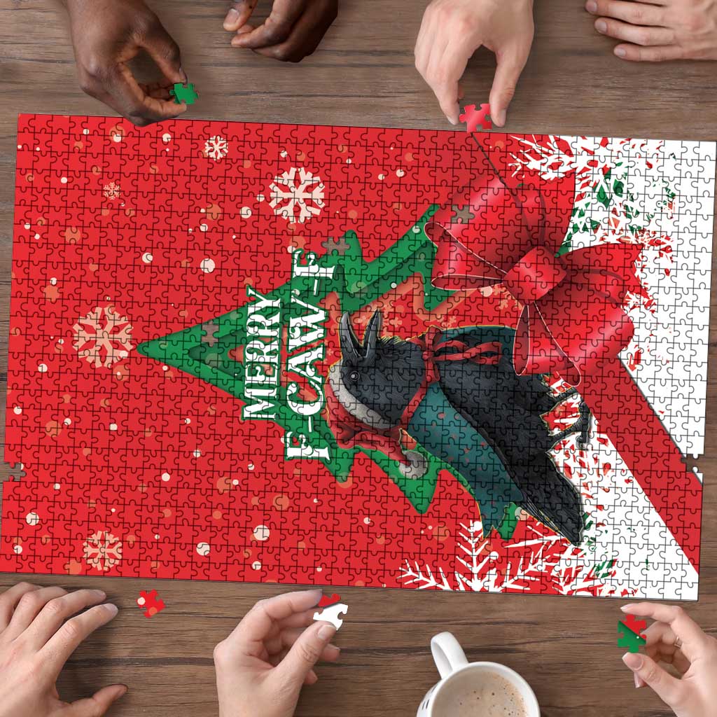Funny Christmas Raven Puzzle Merry F Caw F - Wonder Print Shop